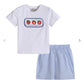 ABC Smocked Shirt and Blue Gingham Shorts Set